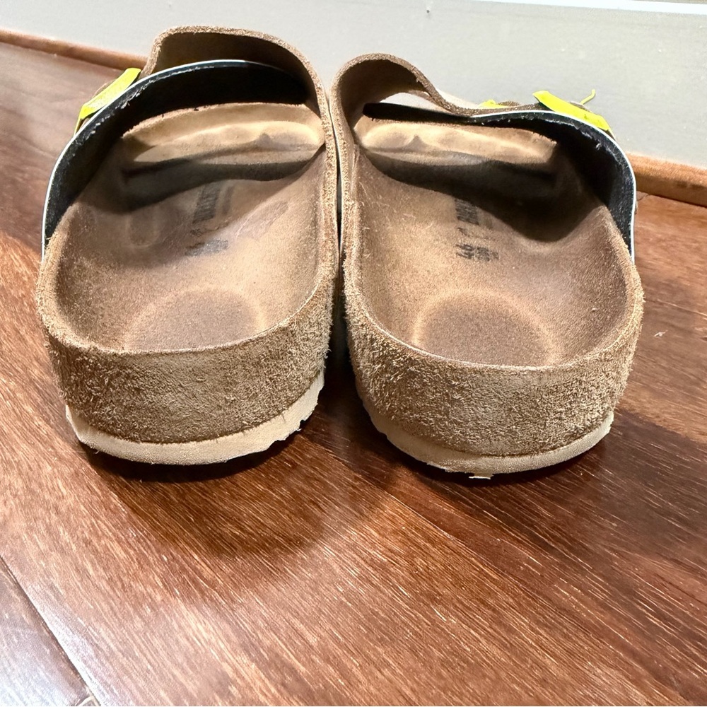 Birkenstock Zürich Brown Leather Sandals with Yellow Buckles Unisex EU46/USM12 - Picture 4 of 13